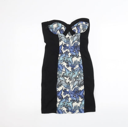 Topshop Womens Black Floral  Pencil Dress  Size 8