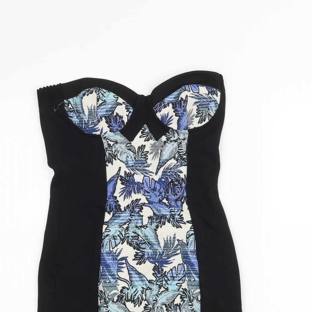 Topshop Womens Black Floral  Pencil Dress  Size 8