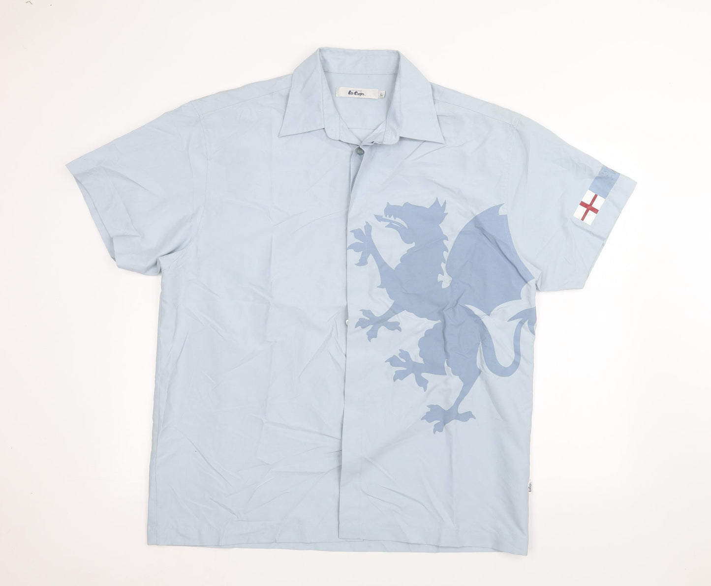 Mens UK Collar Size L Lee Cooper Smart Blue  Dress Shirt