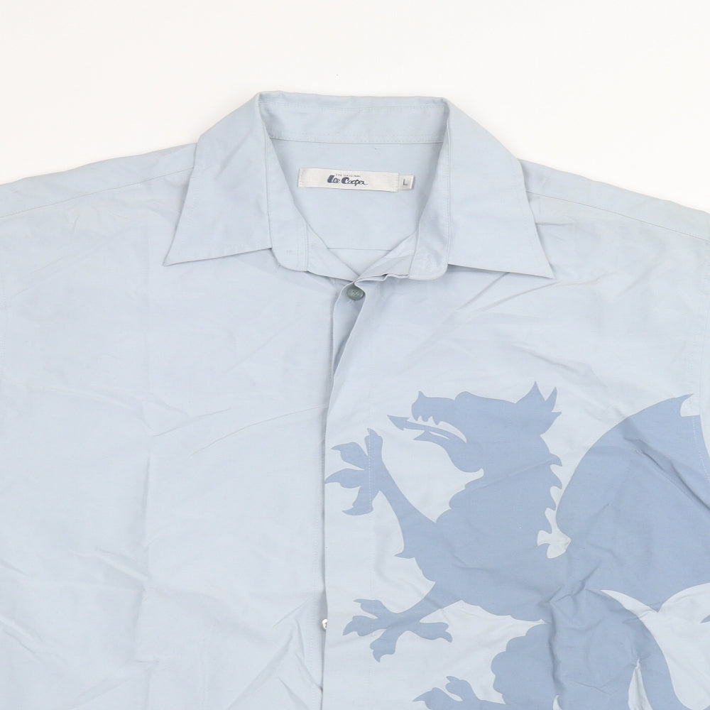 Mens UK Collar Size L Lee Cooper Smart Blue  Dress Shirt
