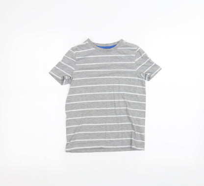 F&F Boys Grey Striped  Basic T-Shirt Size 6-7 Years