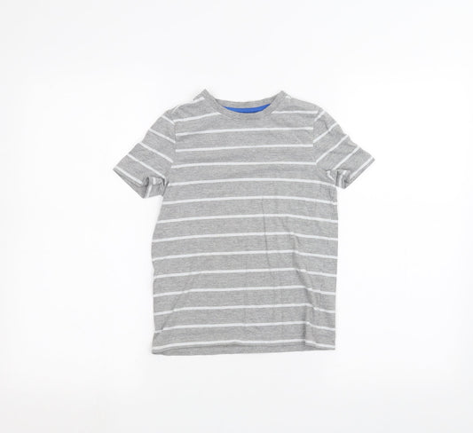 F&F Boys Grey Striped  Basic T-Shirt Size 6-7 Years