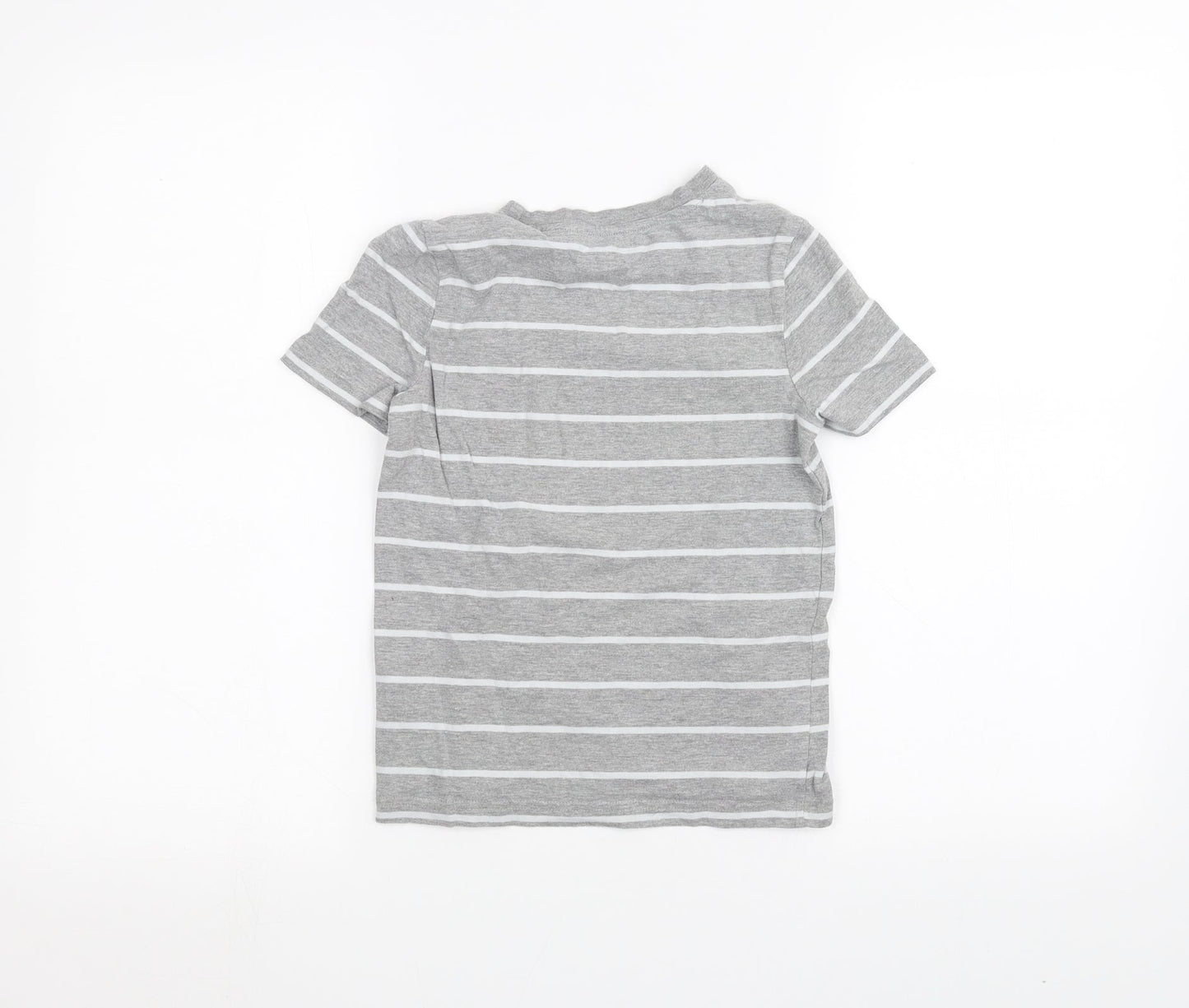 F&F Boys Grey Striped  Basic T-Shirt Size 6-7 Years