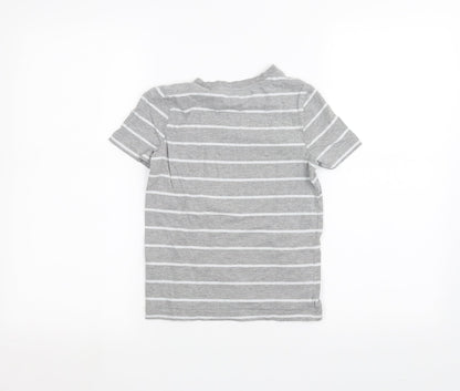 F&F Boys Grey Striped  Basic T-Shirt Size 6-7 Years