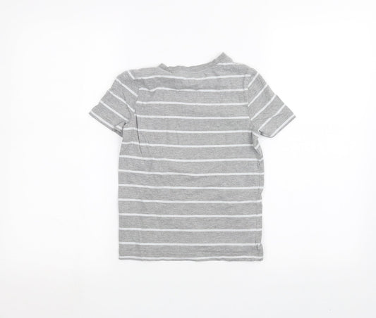 F&F Boys Grey Striped  Basic T-Shirt Size 6-7 Years