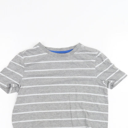 F&F Boys Grey Striped  Basic T-Shirt Size 6-7 Years