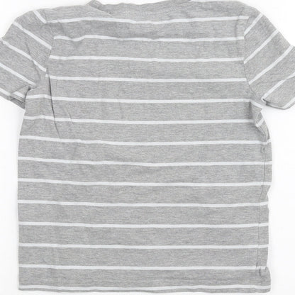 F&F Boys Grey Striped  Basic T-Shirt Size 6-7 Years