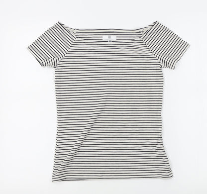 RR Womens White Striped  Pullover Jumper Size M