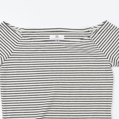 RR Womens White Striped  Pullover Jumper Size M