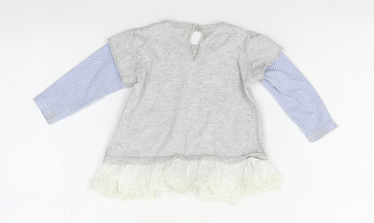 NEXT Girls Grey   Basic Blouse Size 6-9 Months