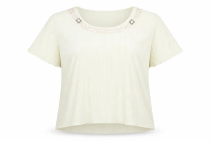 Womens UK Size 2XL Forever Ivory Basic Blouse