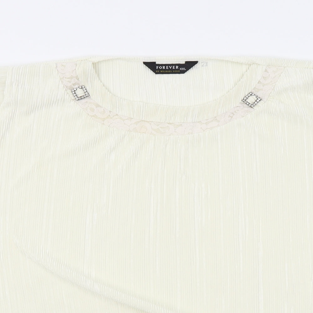 Womens UK Size 2XL Forever Ivory Basic Blouse