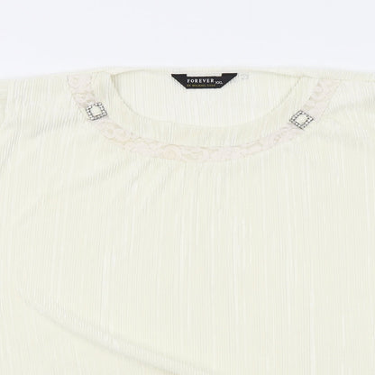 Womens UK Size 2XL Forever Ivory Basic Blouse