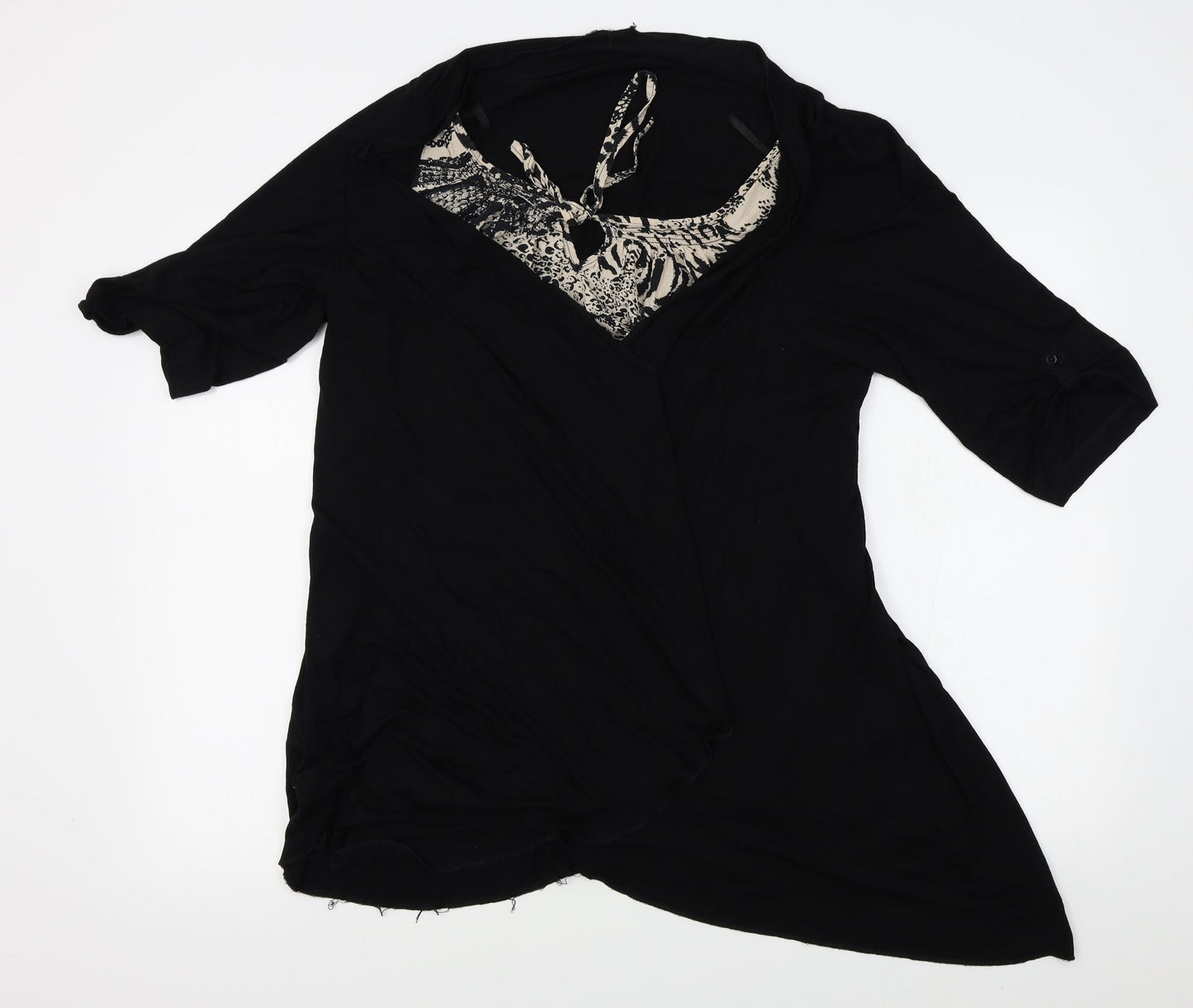 Womens UK Size 20 Preworn Black Wrap Jumper