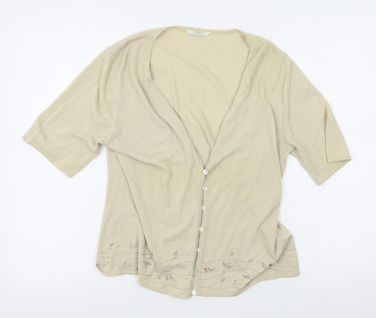 Womens UK Size 14 M&S Beige Cardigan Jumper
