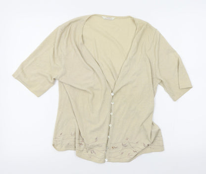 Womens UK Size 14 M&S Beige Cardigan Jumper
