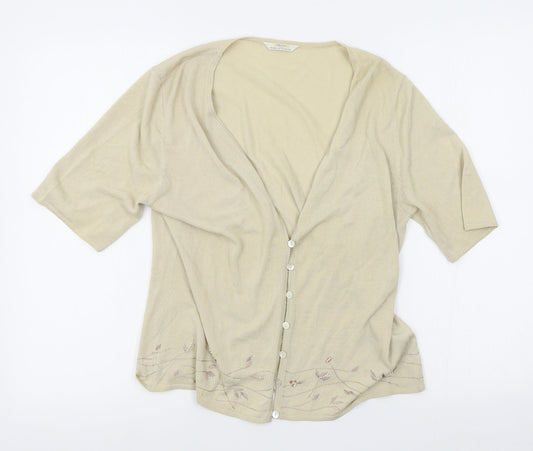 Womens UK Size 14 M&S Beige Cardigan Jumper