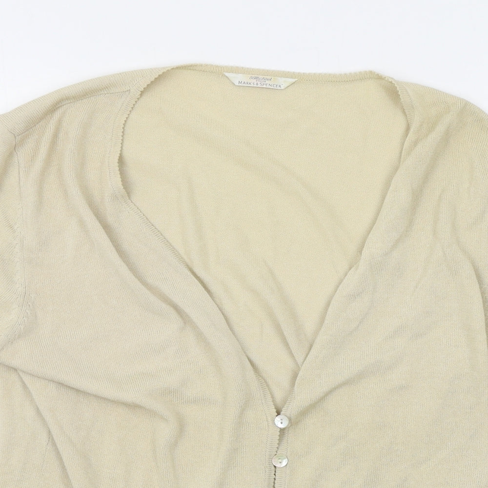 Womens UK Size 14 M&S Beige Cardigan Jumper