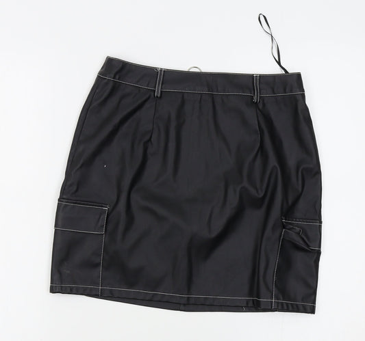 PRETTYLITTLETHING Womens Black   Straight & Pencil Skirt Size 10