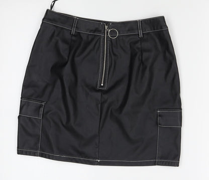 PRETTYLITTLETHING Womens Black   Straight & Pencil Skirt Size 10