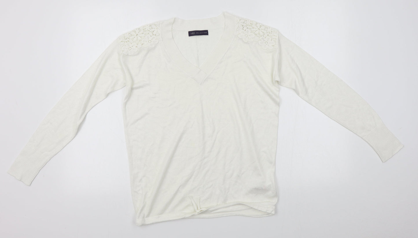Womens UK Size S M&S White Pullover Jumper