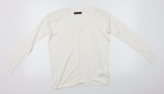 Womens UK Size S M&S White Pullover Jumper