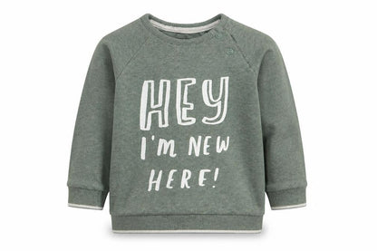 Front view of George boys’ green pullover t-shirt, size 12-18, months - hey i am new here