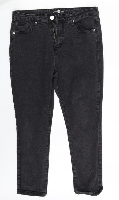 Boohoo Womens Black  Denim Skinny Jeans Size 14 L24 in