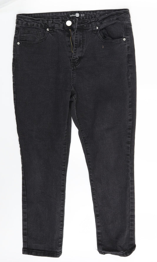 Boohoo Womens Black  Denim Skinny Jeans Size 14 L24 in
