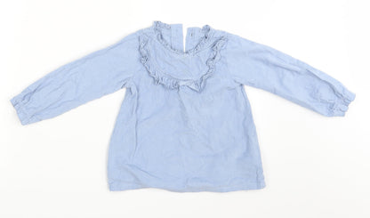M&S Girls Blue   Shirt Dress  Size 18-24 Months