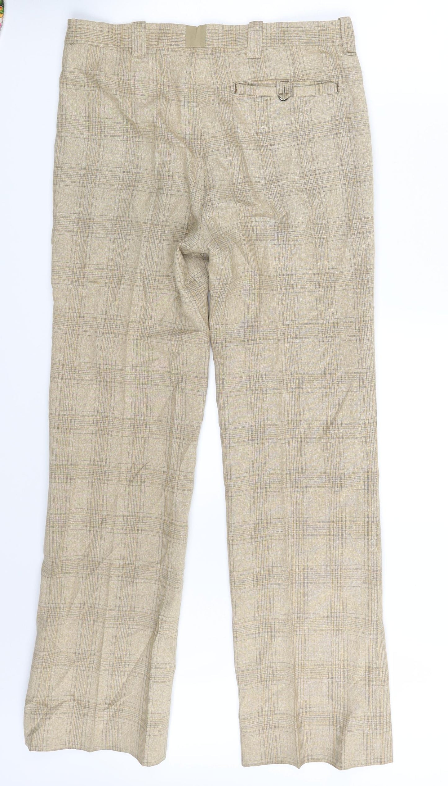 C&A Womens Beige Check  Dress Pants Trousers Size 30 in L30 in