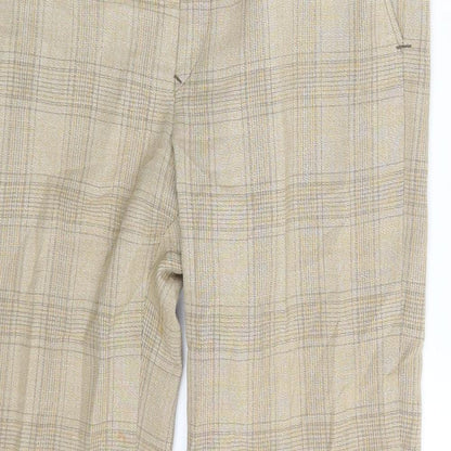 C&A Womens Beige Check  Dress Pants Trousers Size 30 in L30 in