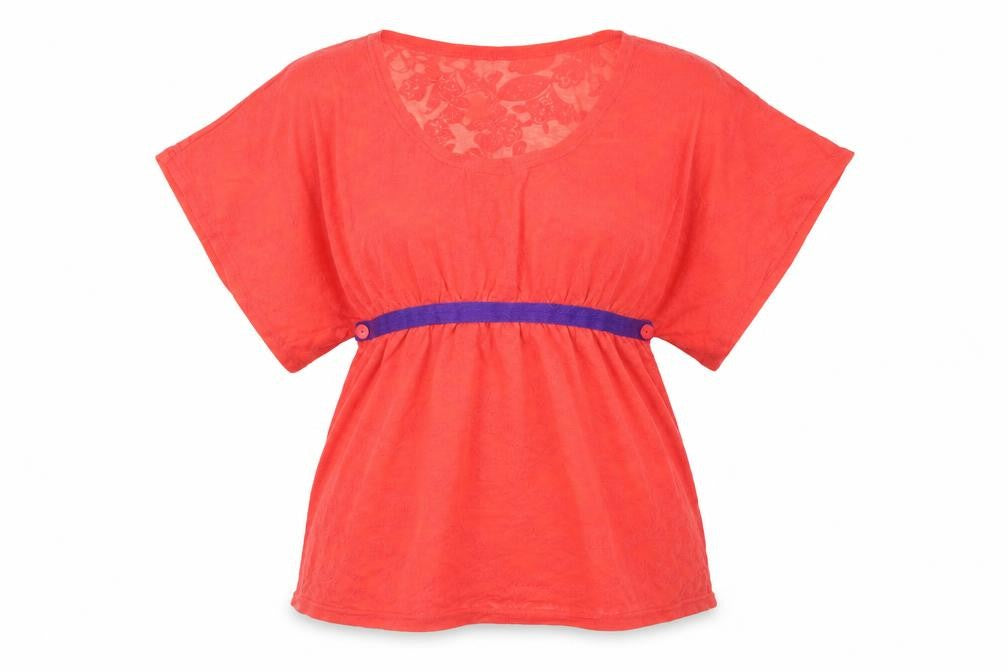 Coline Womens Red Paisley  Basic T-Shirt Size M