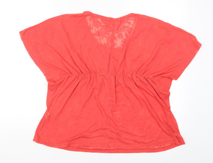 Coline Womens Red Paisley  Basic T-Shirt Size M