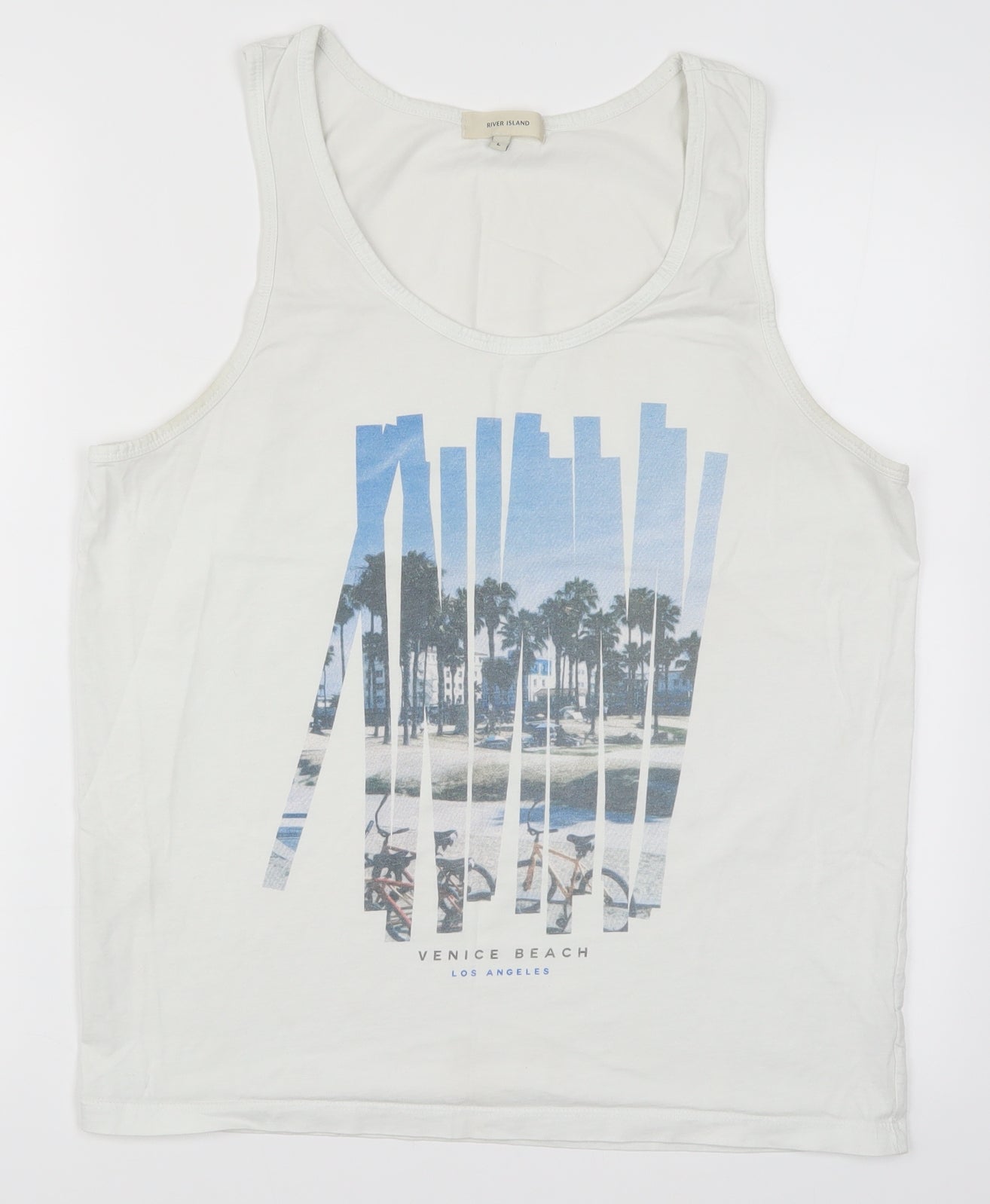 River Islan Mens White    T-Shirt Size L  - Venice Beach