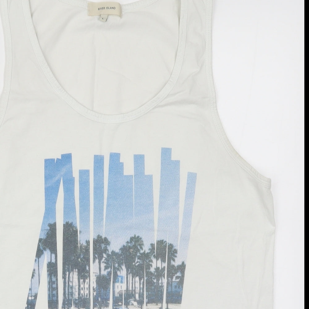 River Islan Mens White    T-Shirt Size L  - Venice Beach