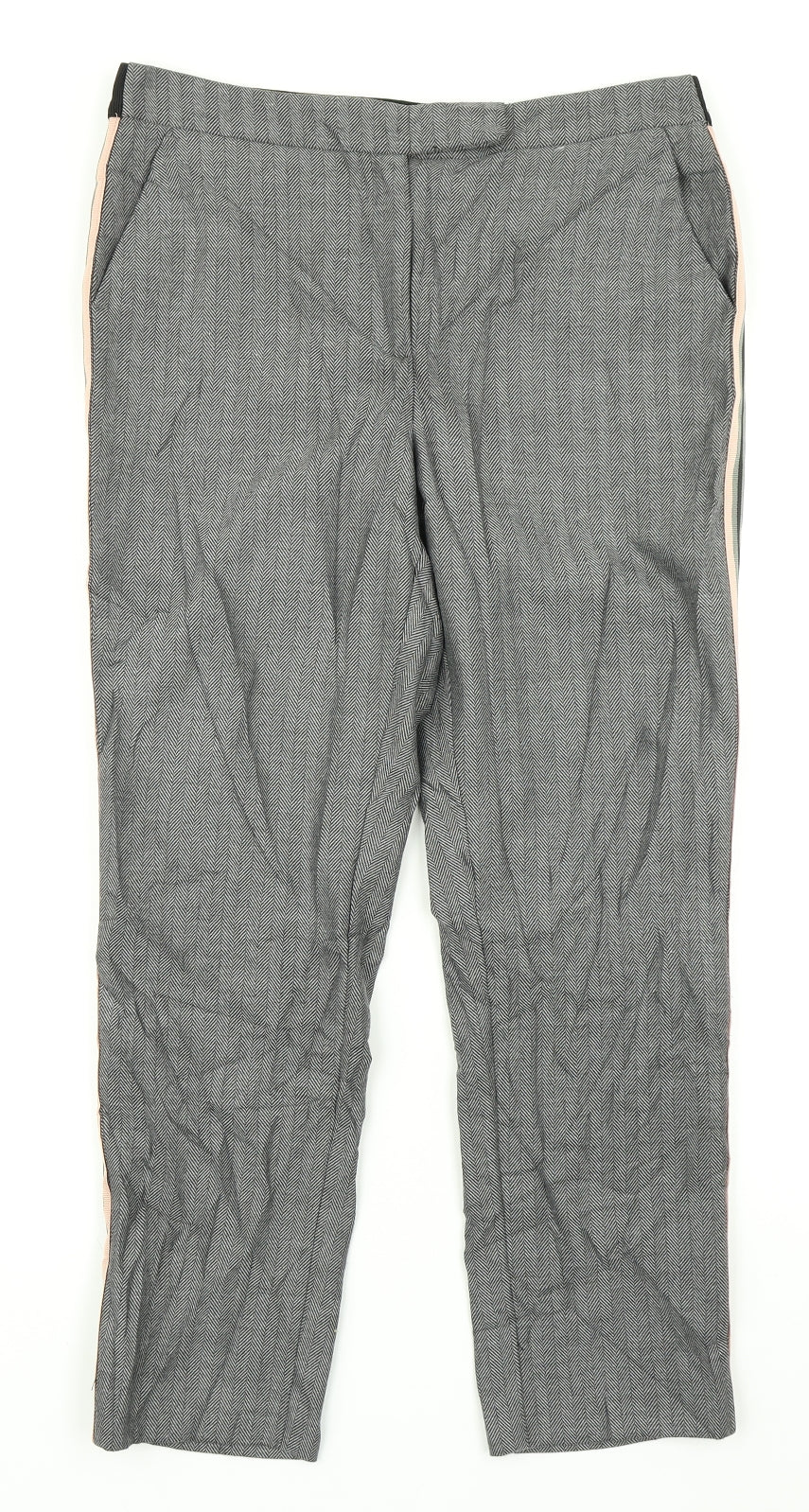 M&S Collection Womens Black Houndstooth  Dress Pants Trousers Size 12 L22 in