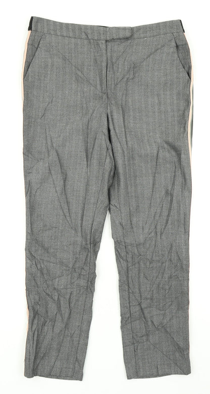 M&S Collection Womens Black Houndstooth  Dress Pants Trousers Size 12 L22 in