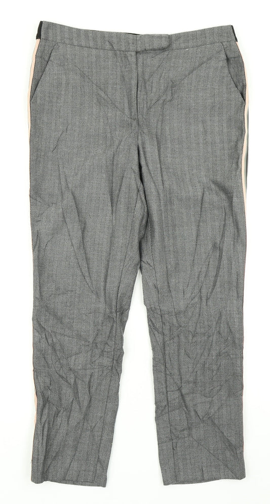 M&S Collection Womens Black Houndstooth  Dress Pants Trousers Size 12 L22 in