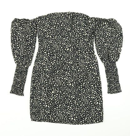 Pretty Little Thing Womens Black Animal Print  Bodycon  Size 4