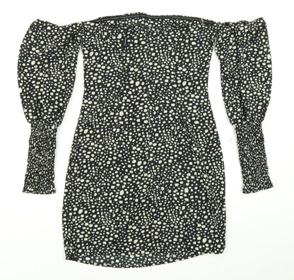 Pretty Little Thing Womens Black Animal Print  Bodycon  Size 4