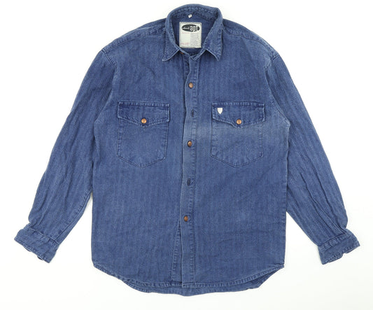 Apt Mens Blue  Denim  Button-Up Size L