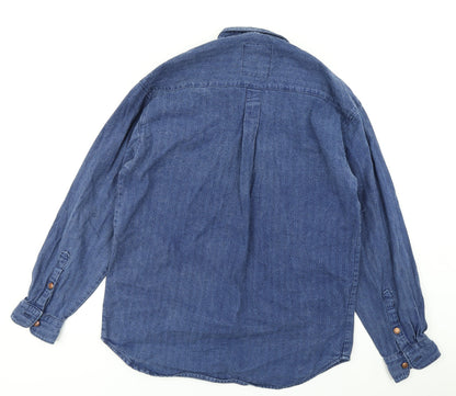 Apt Mens Blue  Denim  Button-Up Size L