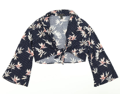 FOREVER 21 Womens Blue Polka Dot  Cropped Blouse Size S