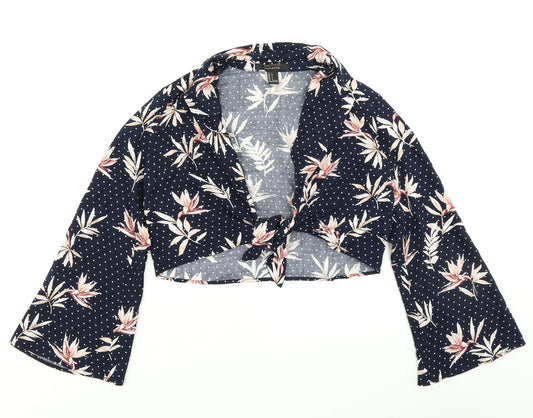 FOREVER 21 Womens Blue Polka Dot  Cropped Blouse Size S