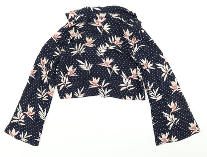 FOREVER 21 Womens Blue Polka Dot  Cropped Blouse Size S