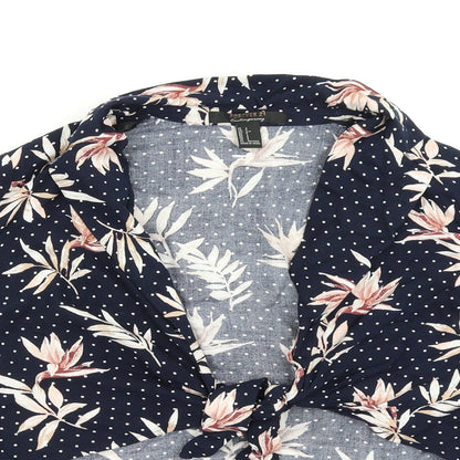 FOREVER 21 Womens Blue Polka Dot  Cropped Blouse Size S