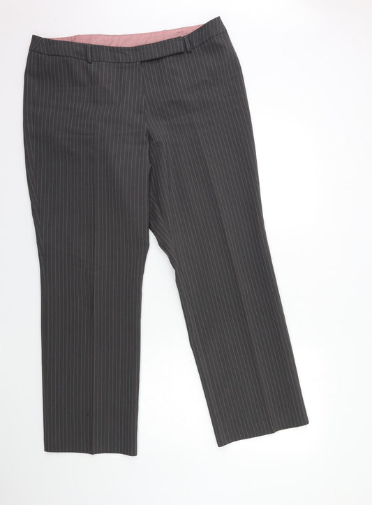 AMARANTO Womens Grey Striped  Trousers  Size 18 L30 in