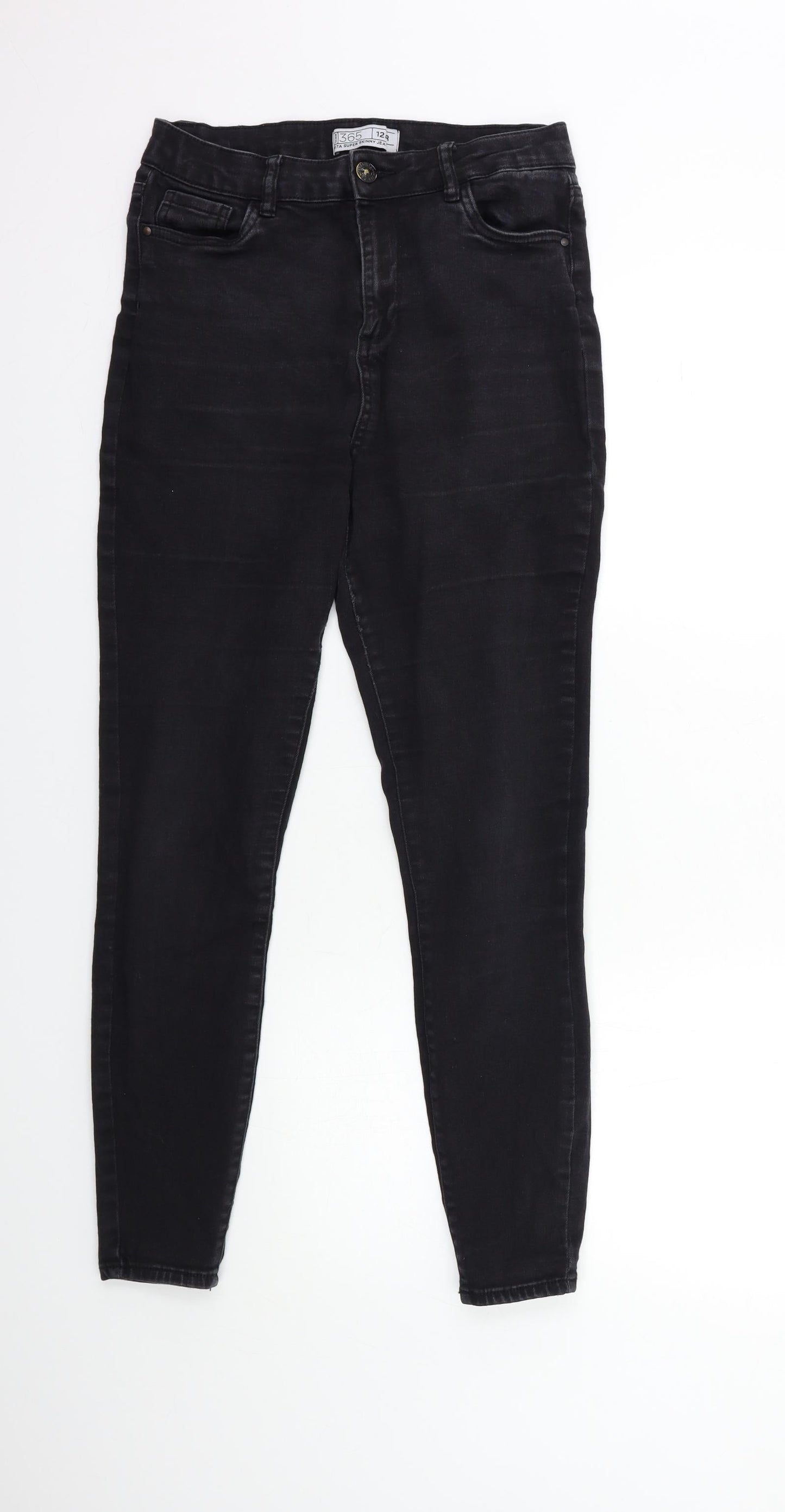 365 Denim Womens Black  Denim Skinny Jeans Size 12 L29 in