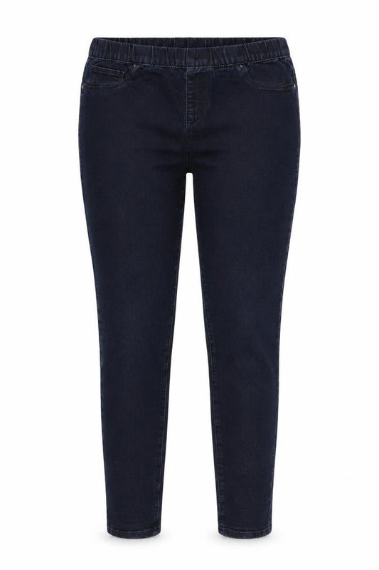 Front view of Denim & Co. women’s blue denim jegging jeans, size UK 12, 29-inch leg